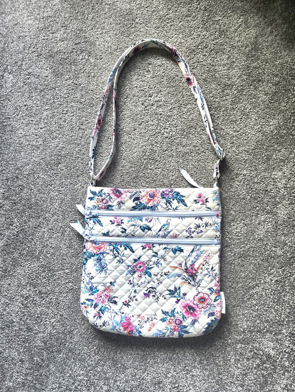 Vera Bradley Floral Quilted Crossbody Bag - White/Pink